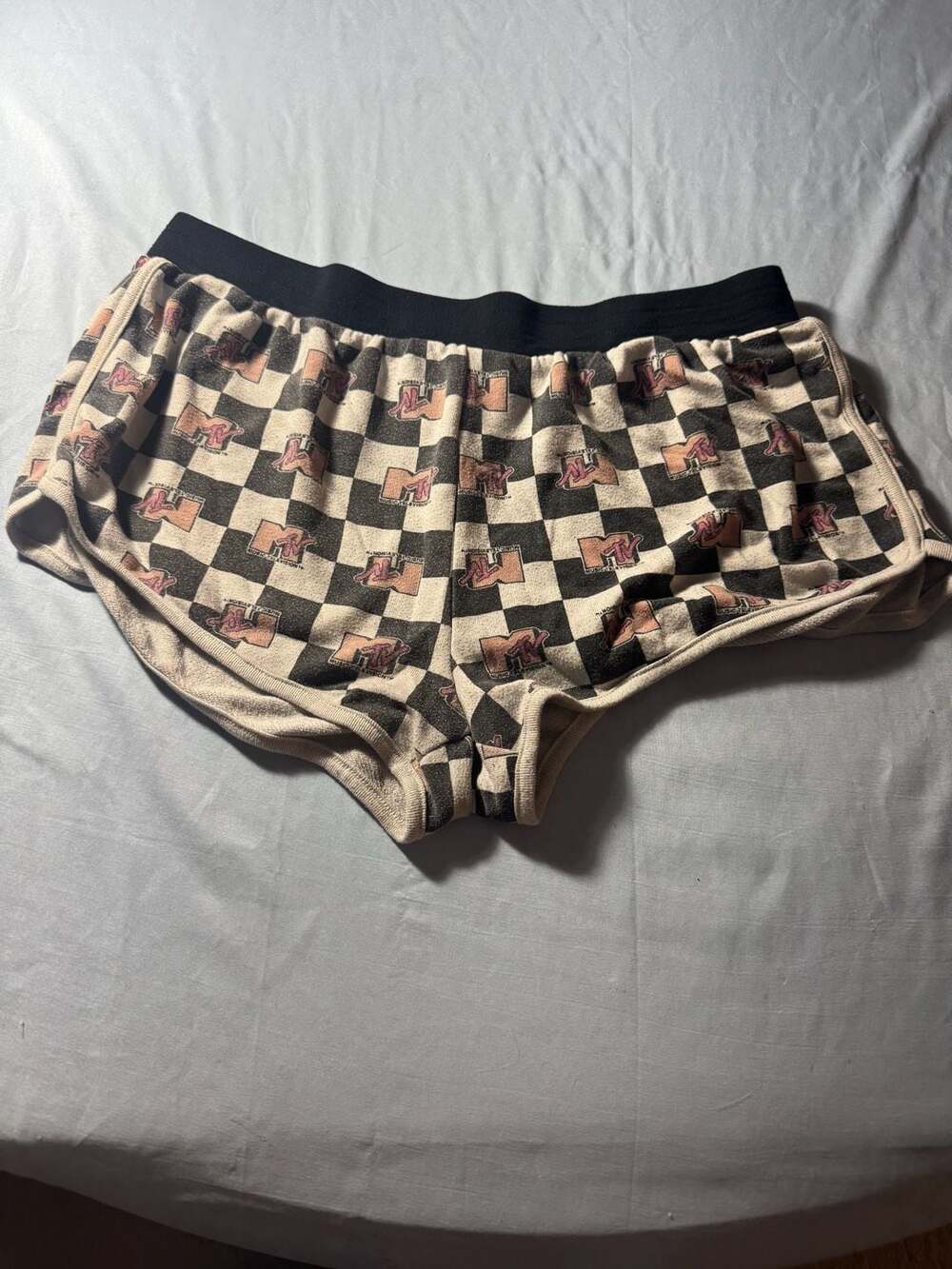 MTV Viacom International Inc. Checkerboard Print Knit Lounge Shorts
